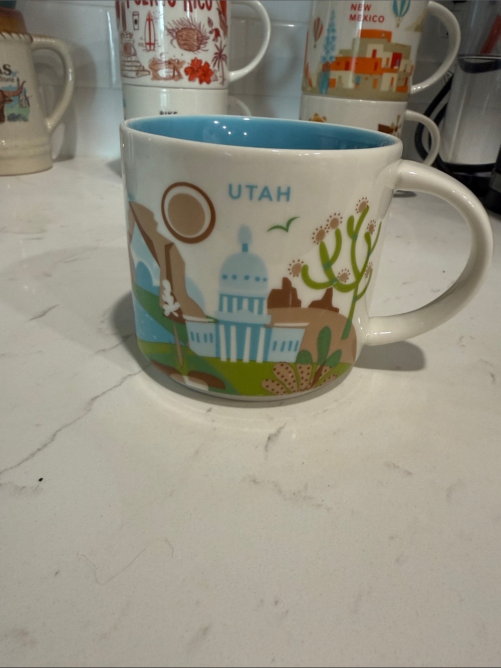 Starbucks You Are Here Utah State Ceramic Mug with Blue Interior